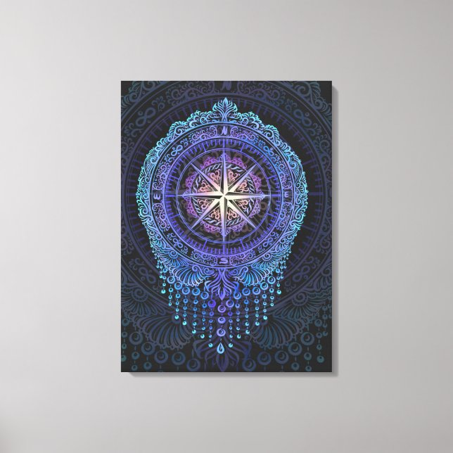 Lienzo Mandala de brújula celeste (Anverso)