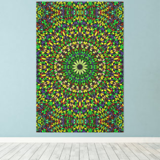 Lienzo Mandala de Piedra Verde Bohemio Envuelto Premium