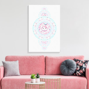 Lienzo Mándala Ornamental Personalizado de Conejito Kawai