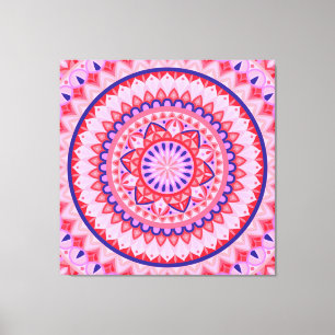 Lienzo Mandala Rosa Boho Patrón Geométrico de Amor Vibran