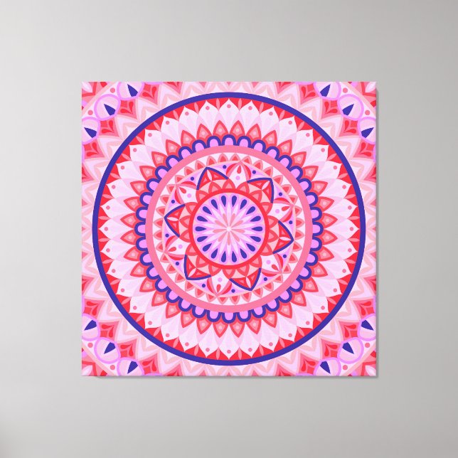 Lienzo Mandala Rosa Boho Patrón Geométrico de Amor Vibran (Anverso)