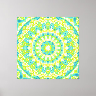 Lienzo Mandala Verde Inspirado en la Naturaleza Boho Geom