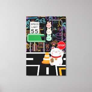 Lienzo Maneki Neko Conejo Conejo Wagashi Artwork Kawaii