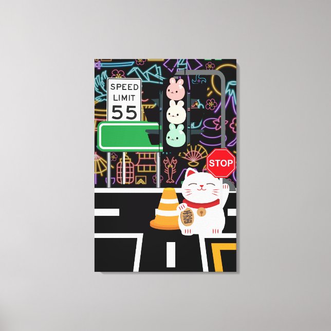 Lienzo Maneki Neko Conejo Conejo Wagashi Artwork Kawaii (Anverso)