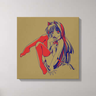 Lienzo Manga americana Neko Catgirl Kawaii Anime