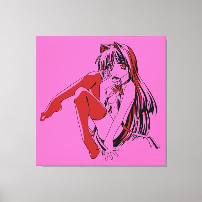Lienzo Manga de R & B, Anime de Gata Neko Furry Loli (Anverso)