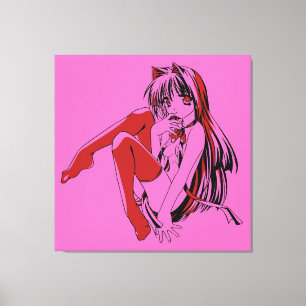 Lienzo Manga de R & B, Anime de Gata Neko Furry Loli