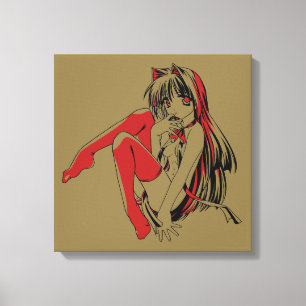 Lienzo Manga de R & B, Anime de Gata Neko Furry Loli