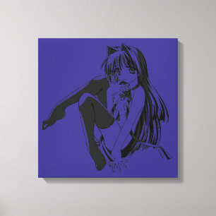 Lienzo Manga, Gato Chica Gato Furry Kawaii Loli