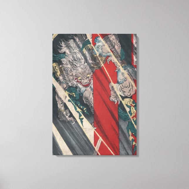 Lienzo Manifestación japonesa Ukiyo-e Yokai Ibaraki por Y (Anverso)