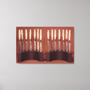 Lienzo Manijas talladas del cuchillo que muestran a