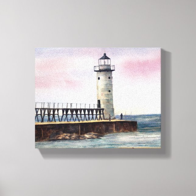 Lienzo Manistee North Pierhead Lighthouse StretchedCanvas (Anverso)