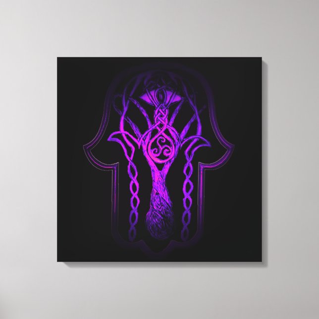 Lienzo Mano Celtic Hamsa (Púrpura) (Anverso)