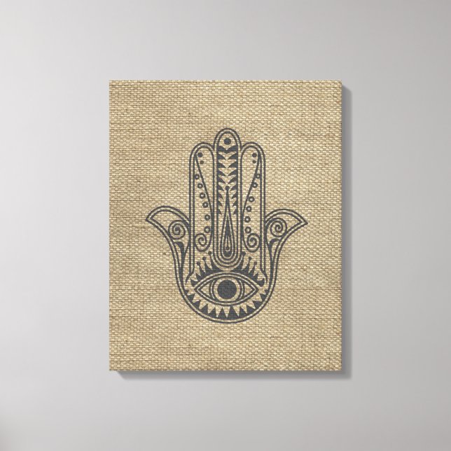 Lienzo Mano de HAMSA del amuleto del símbolo Fátima (Anverso)