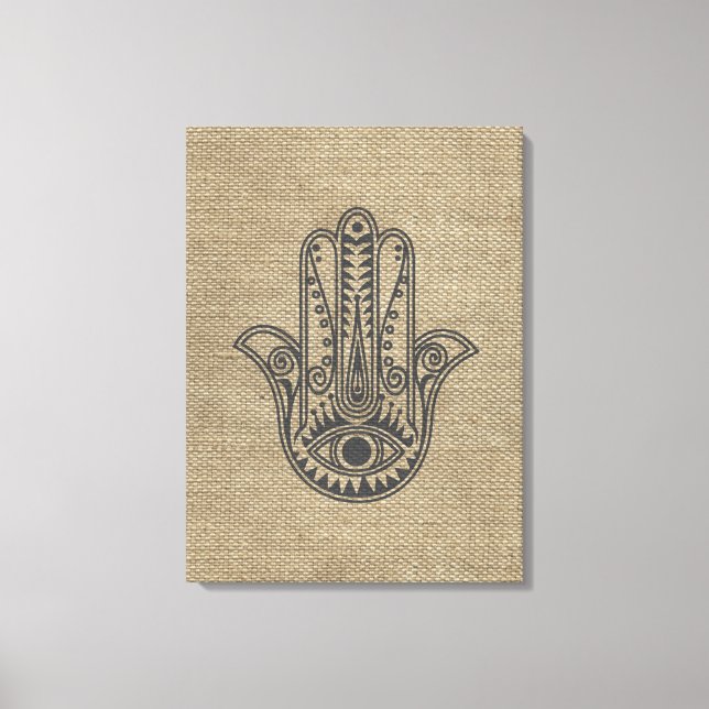 Lienzo Mano de HAMSA del amuleto del símbolo Fátima (Anverso)