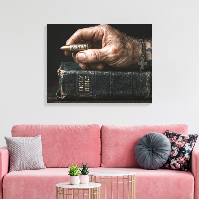 Lienzo Mano de hombre sosteniendo una bala (Insitu (Sala de estar))