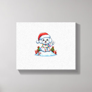 Lienzo Mano de la paz Bichon Frise Luces de Navidad Perro