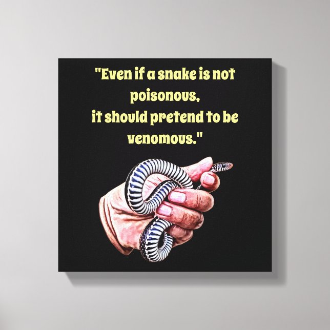 Lienzo mano sujetando la cita de la serpiente bebé animal (Anverso)