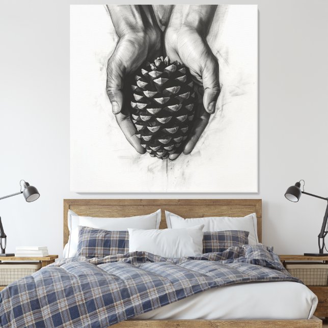 Lienzo Manos dibujadas con piña (Insitu(Dormitorio))