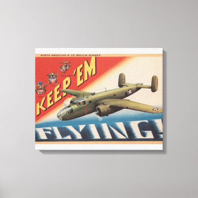 Lienzo Mantener Bomba Mediana 'Em Flying/B-25 (Avión) (Anverso)