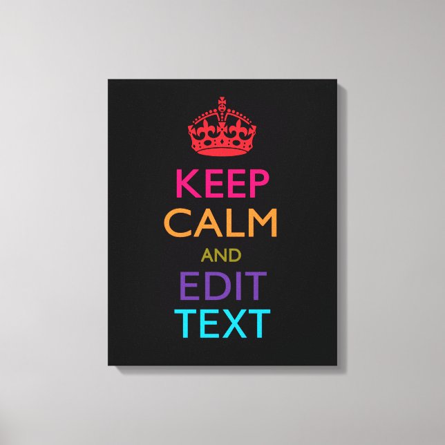 Lienzo Mantener la CALMA del texto multicolor (Anverso)