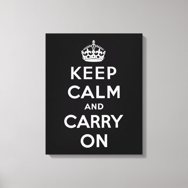 Lienzo Mantener la calma y continuar (diseño negro) (Anverso)
