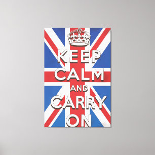 Lienzo Mantener la calma y llevar la bandera británica