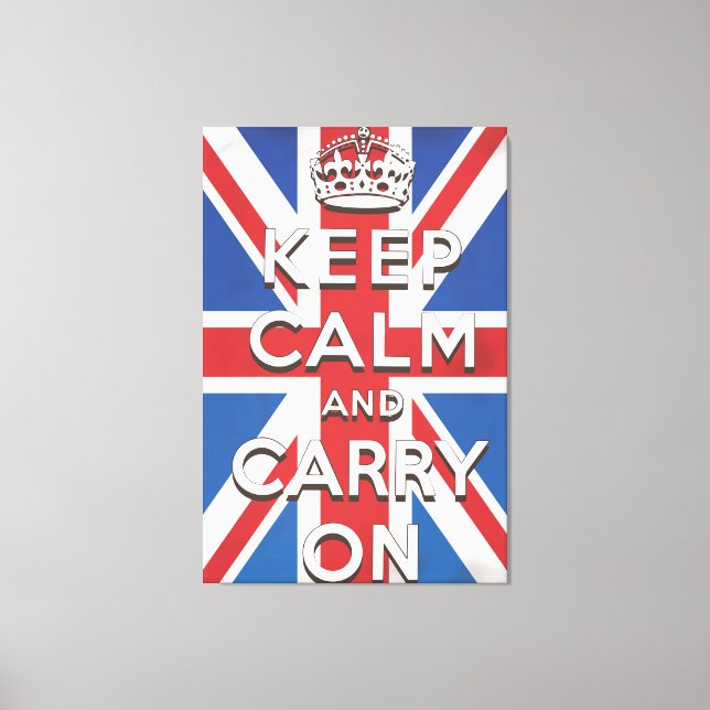 Lienzo Mantener la calma y llevar la bandera británica (Anverso)