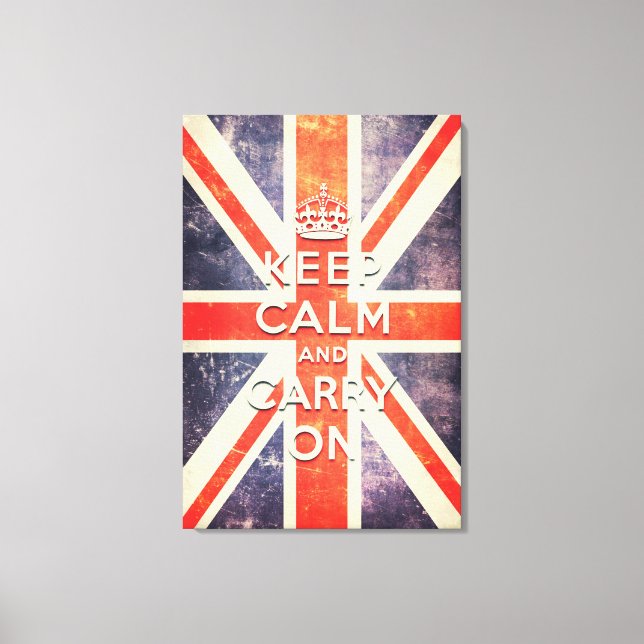Lienzo mantener la calma y seguir con la bandera de Union (Anverso)