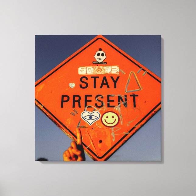 Lienzo Mantente presente, Naranja de graffiti de Rótulo d (Anverso)
