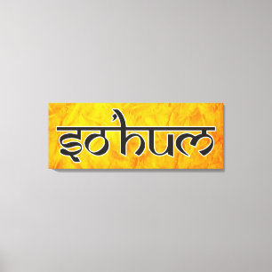 Lienzo Mantra SO HUM - contorno blanco y negro plano