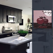 Manzana roja de la cocina pared cuadrada colgando