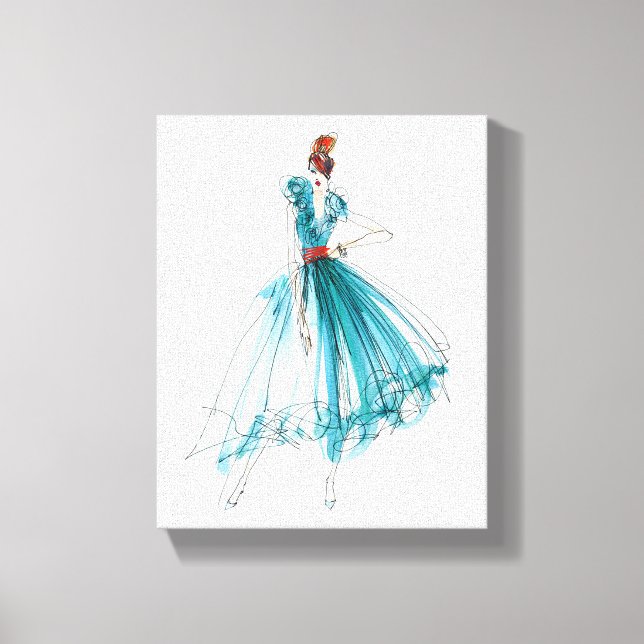 Lienzo Manzana silvestre | Haute Couture Fashion Sketch (Anverso)