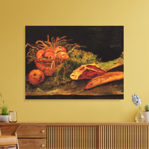 Lienzo Manzanas, carne y un rollo de Vincent van Gogh