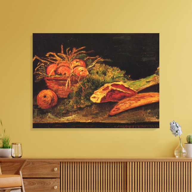 Lienzo Manzanas, carne y un rollo de Vincent van Gogh (Insitu (Sala de estar))