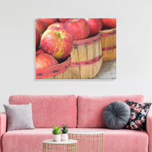 Lienzo manzanas en cestas de bushel