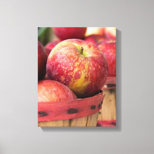Lienzo Manzanas rojas otoñales en canasta