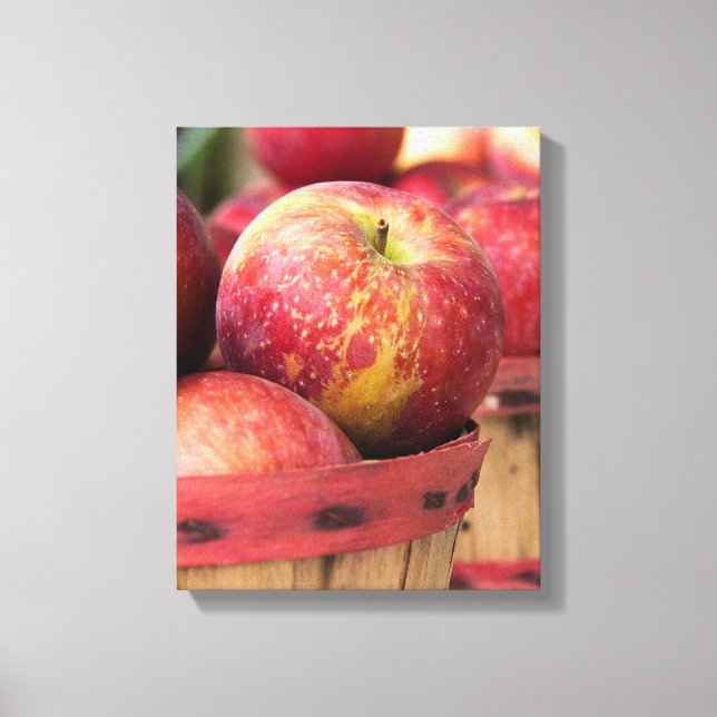 Lienzo Manzanas rojas otoñales en canasta (Anverso)