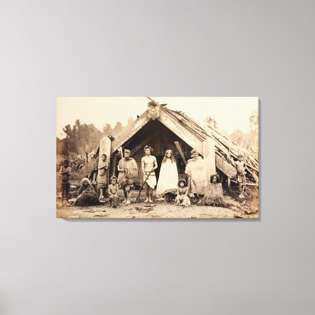 Lienzo Maori Family, Nueva Zelandia, c.1880 (huella de al (Anverso)