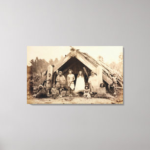 Lienzo Maori Family, Nueva Zelandia, c.1880 (huella de al