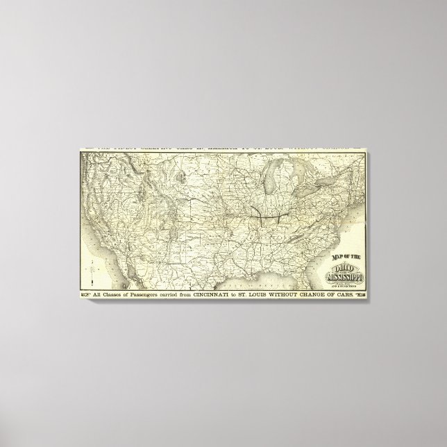 Lienzo Map Ohio y Mississippi Railway (Anverso)