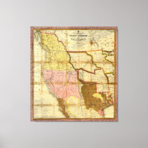 Lienzo Mapa 1846 de Tejas Oregon California de un