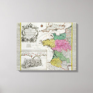 Lienzo Mapa alemán que muestra ataques navales ingleses