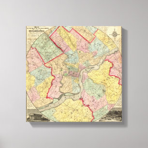 Lienzo Mapa alrededor de la ciudad de Philadelphia