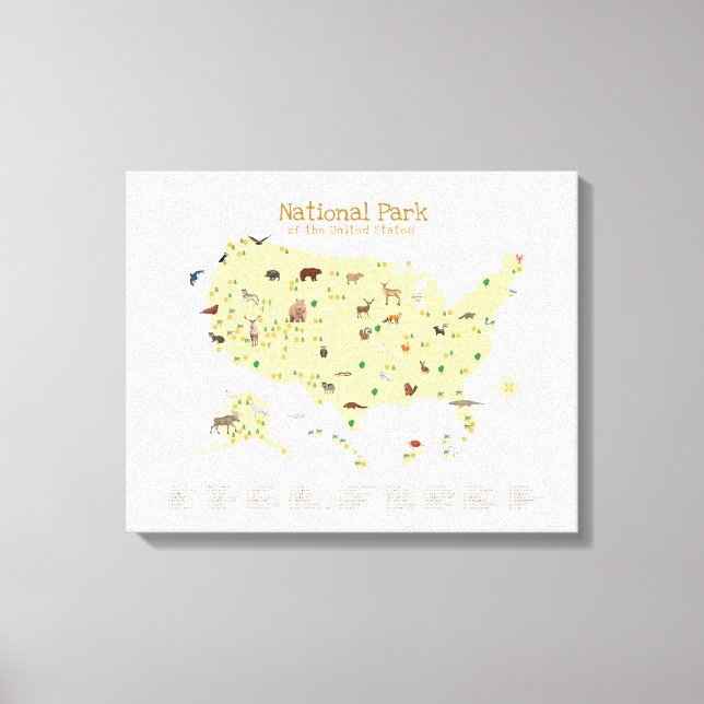 Lienzo Mapa Amarillo del Parque Nacional Guardería Bosque (Anverso)