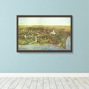 Lienzo Mapa Antiguo con una Vista Panorámica de Washingto