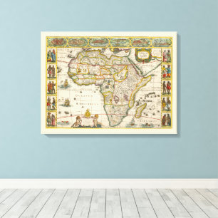 Lienzo Mapa Antiguo de África por Hondius y Jansson