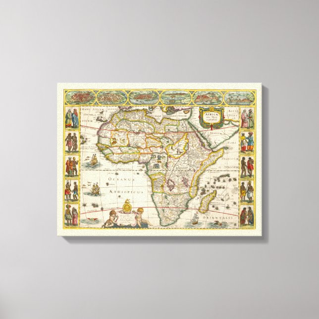 Lienzo Mapa Antiguo de África por Hondius y Jansson (Anverso)