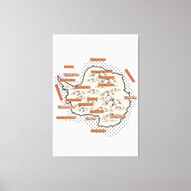 Lienzo Mapa Antiguo de Antártida (Anverso)