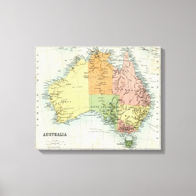 Lienzo Mapa antiguo de Australia (Anverso)
